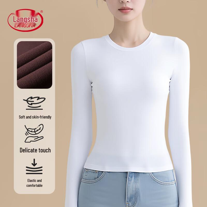 

Женский трикотажный топ LangSha облегающего кроя с длинным рукавом и круглым вырезом M