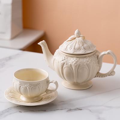 Relief Retro Court Style Coffee Cup Simple Afternoon Tea Set Creative Ceramic Kettle European Tea Cup Kettle Ins English