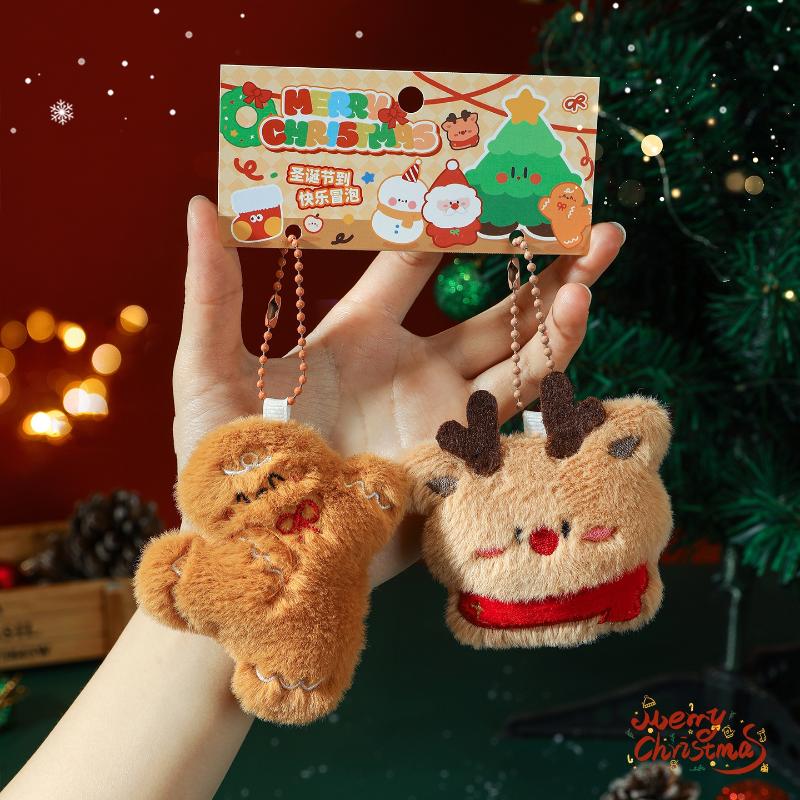 1Pair Cute Cartoon Christmas Plush Keychain Kawii Plush Christmas Tree Santa Claus Snowman Pendant Decoration Accessories