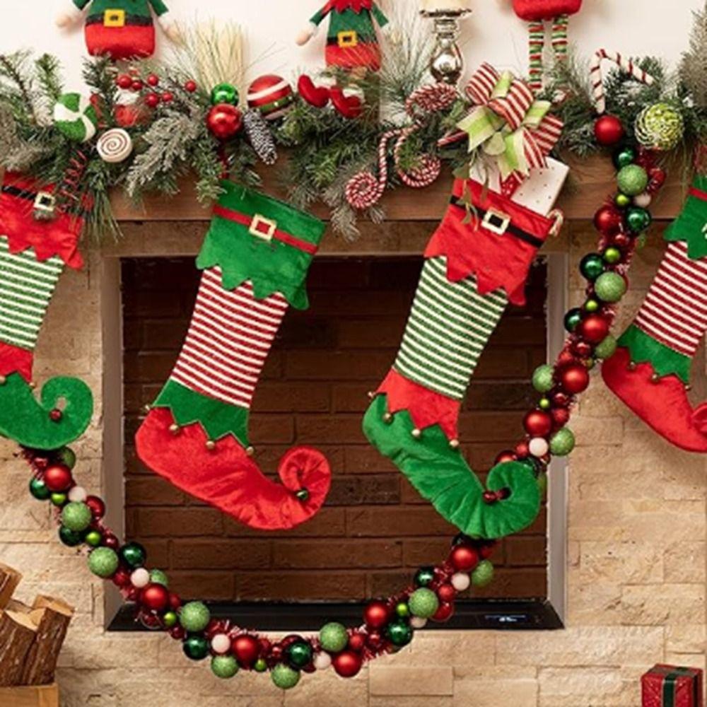 

Striped Fairy Elf Stocking Hanging Christmas Tree Decorations Elf Christmas Stockings New Year
