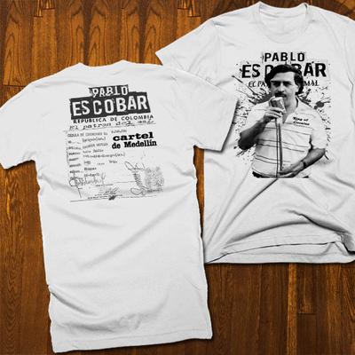 Gangster T-Shirt Pablo Escobar Kartell Mob Boss Street Hustle Gangster Weißes T-Shirt