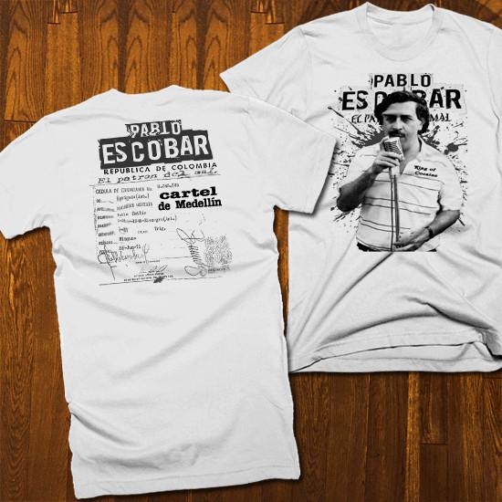 

Gangster t-shirt Pablo Escobar Cartel Mob Boss Street Hustle mobster white tee 4XL