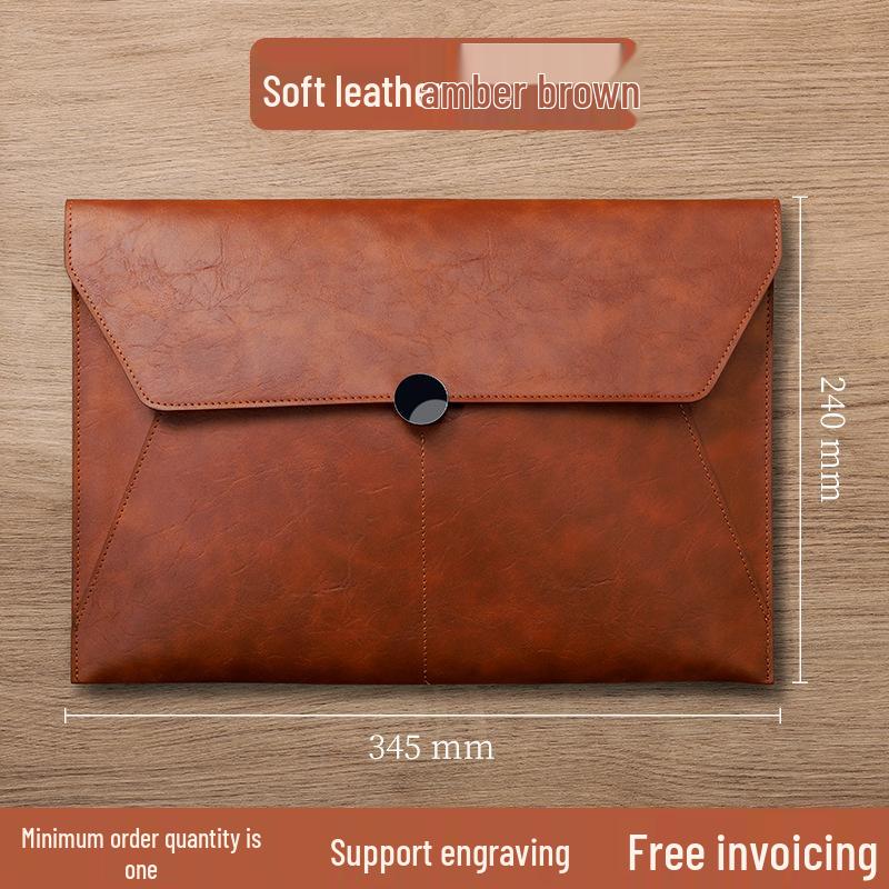 A4 Textured Leather File Bag, Custom Logo, Waterproof, Large Capacity Document Holder