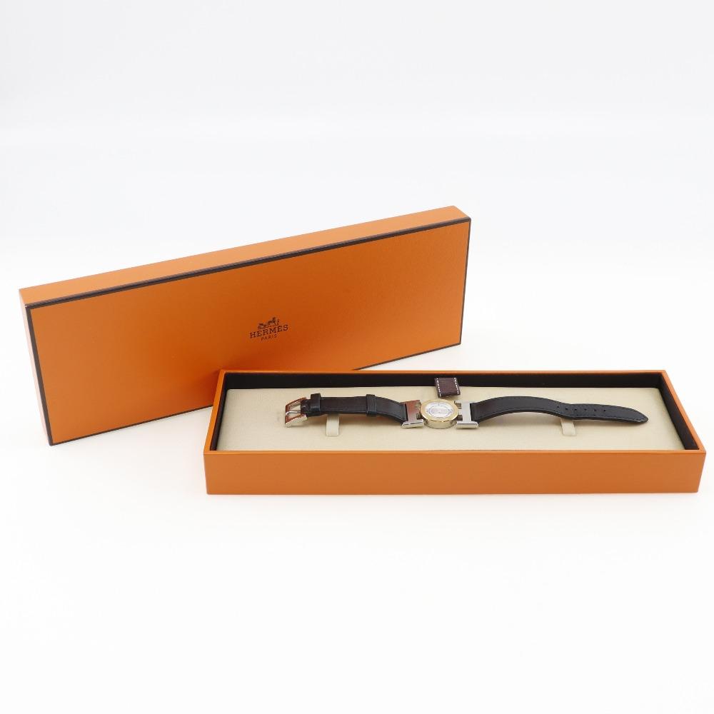 HERMES paprika Watches PA1.220 WhiteDial Stainless Steel/leather Quartz Analog display Women Used