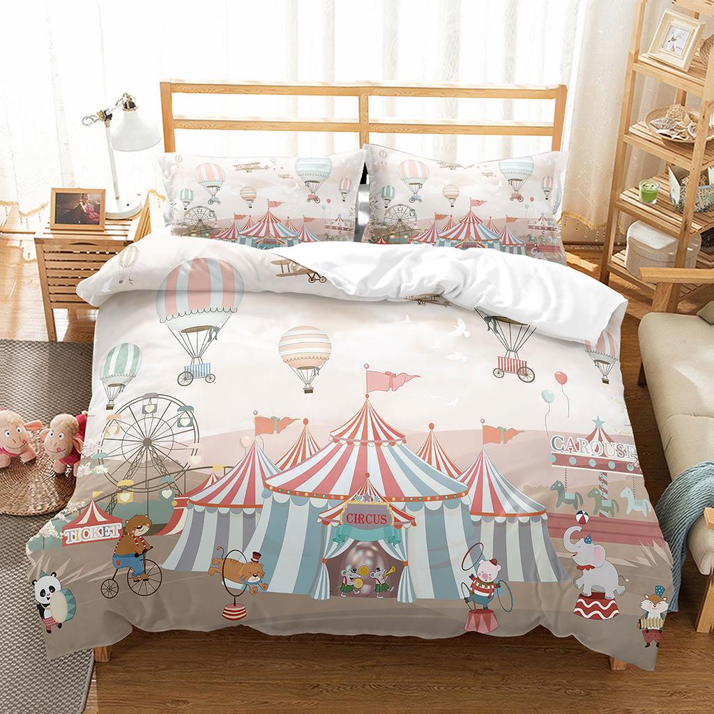 Air Balloon Duvet Cover Collection Single King Cartoon Animal Bedding Collection Cute Sika Deer Elephant Comforter Cover For Kids Teens