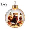 Transparent Holiday Bulbs 3D Christmas Animal Faux Crystal Ball Ornament, Lighted Acrylic Hanging Decor with Hedgehog Penguin Panda, LED Tree Pendant,