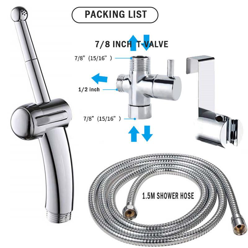 Handheld Bidet Sprayer Set for Toilet Portable Bathroom Bidet Seat Attachment 2 Way Installation Hang or Wall-Mount Kit