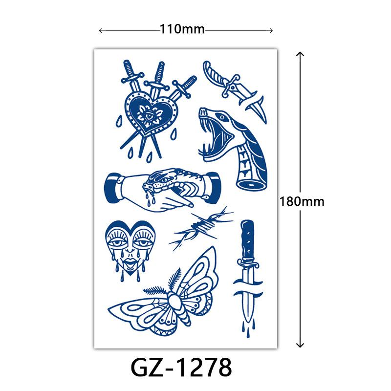 Herbal Tattoo Stickers, Juice Tattoo Stickers, Semi-Permanent English Letter Tattoo Stickers Tattoo