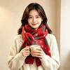 Green Plaid Wool Scarf Long Red Shawl Thicken Knitted Christmas Scarf  Autumn Winter
