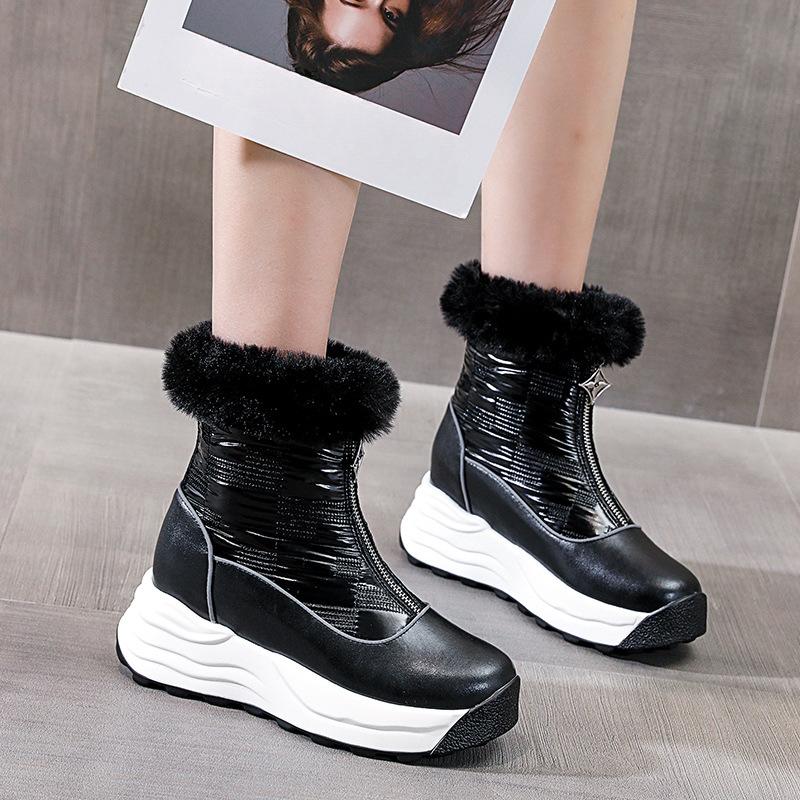 

Женские зимние теплые ботинки на платформе с меховой подкладкой, водонепроницаемые, нескользящие, ботинки по щиколотку, с застежкой-молнией, удобные ботинки для ходьбы для женщин 39 чёрный