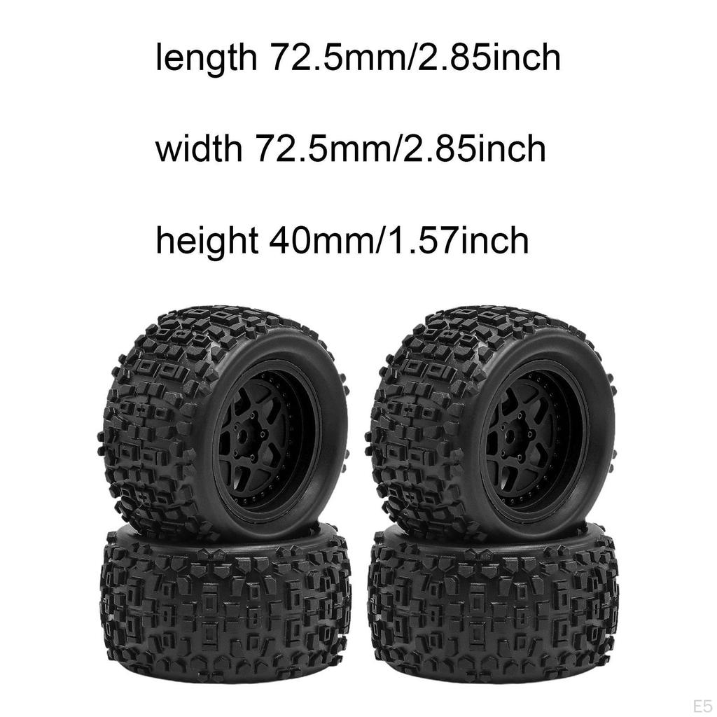 4 Pieces 1/18 RC Car Wheels and Tires Accessories Sturdy High Parts Replacement Part for