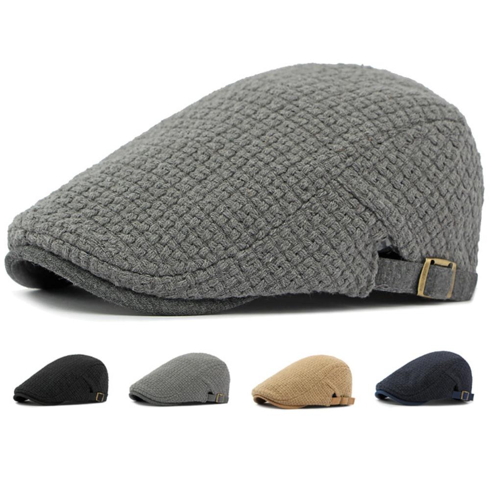 HT4957 Berets Men Women Autumn Winter Knitted Hat Vintage Artist Painter Beret Hat Male Female Ivy Flat Cap Adjustable Beret Cap