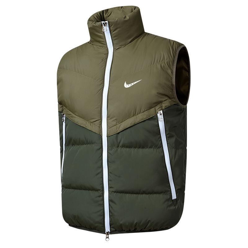 Men's Stand Collar Sleeveless Nylon Vest - Warm and Casual for Autumn/Winter
