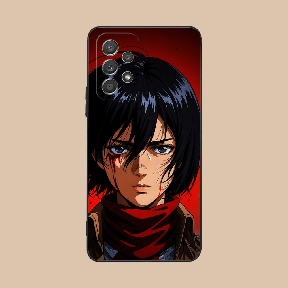 AOT Mikasa Mobile Phone Case for Samsung Galaxy A73 72 71 70 56 55 54 53 52 36 35 34 23 16 15 5G Colour Protective Luxury Pretty