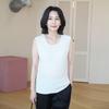 Shiz Madam Gravity Cream Pleated Tank Top Mother Wear T57380