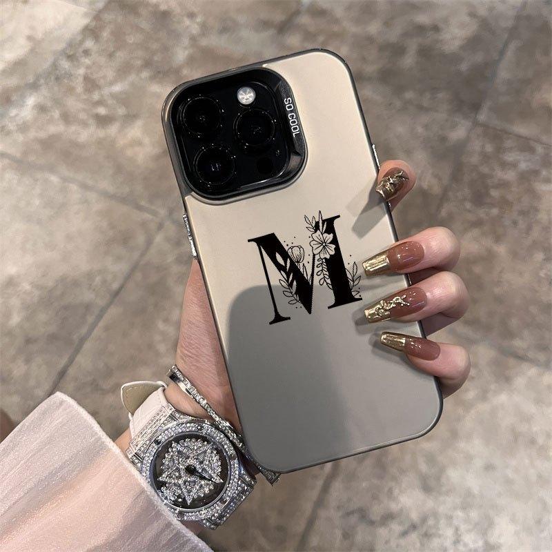 Flower Letter M Anti Fall Soft Shell, Simple and High-end Air Cushion For iPhone 11 12 13 14 15 16 17 XS XR X 12 13 Plus Pro Max SE Series Beautiful
