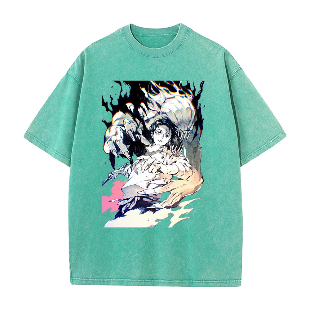 Okkotsu Yuta Orimoto Rika Printed Tee Anime Jujutsu Kaisen Tshirt Men Women Retro Washed T-shirts Harajuku Casual Cotton T Shirt