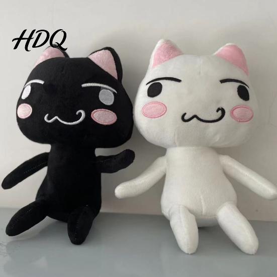 Cartoon Mascot Inouetoro Cat Plush Toy Cute White/Black Kitten Doll Plushies Ornament Soft Stuffed Animal for Children Fans Birthday Gift