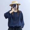 Cotton Gauze Top Round Neck Loose Shirt Comfortable Breathable New Autumn Retro Lantern Sleeve Top