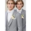 Serwalin 2 Pcs White Boutonniere for Men, Groom Groomsmen Best Man Guest Boutonnieres, Artificial Flowers Silk Rose for Wedding Prom Ceremony