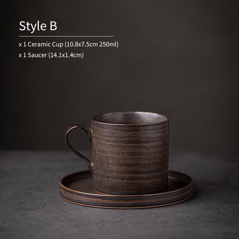

Набор японских керамических кофейных чашек и блюдец 250 мл Простая креативная кружка B