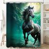 3D Printing Waterproof Shower Curtain With Horse Design For Bathroom Decoration Green Moonlight Version