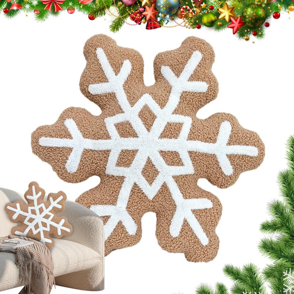 Winter Throw Pillows Christmas Throw Pillow Snowflake Shaped Pillow Wreath Christmas Pillow Cute Christmas Decor For Sofa Chair