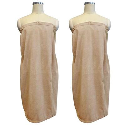 Set of 2 Microfiber Salon Bath Wrap and Wrap Towels In Natural Beige with Button Perfect for Professional and and These Bathrobes Are Perfect for