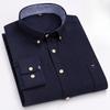 Men's Oxford Long Sleeve Square Collar Soild Plaid Striped Summer Casual Shirts Single Pocket  Shirt