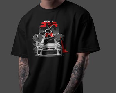 Maglietta Fan Art GTR R35 100% Cotone JDM Godzilla Turbo Drift Maglietta Unisex