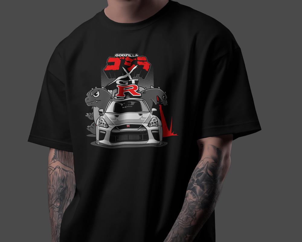

GTR R35 Fan Art T-Shirt 100% Cotton JDM Godzilla Turbo Drift Unisex Tee 3XL