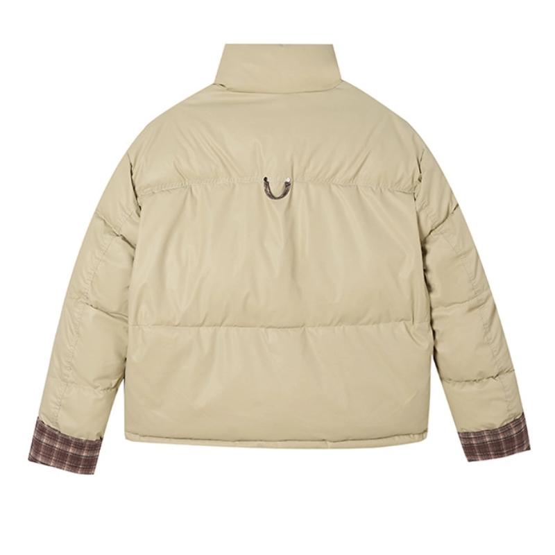 Vertical Collar Plaid Contrast Cotton Warm Short Thickened Jacket