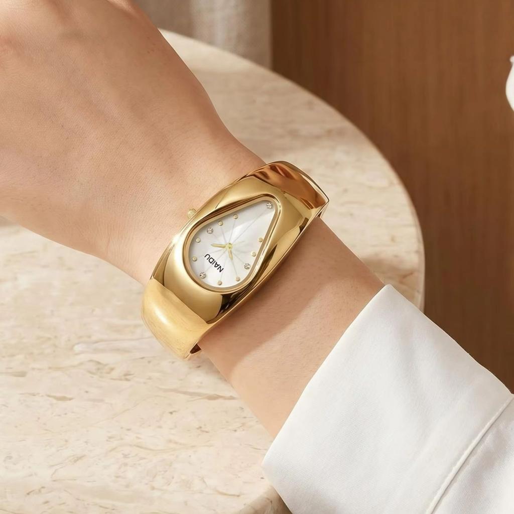 Women's Teardrop Dial Bangle Watch Rhinestone Minimalist Dress Wristwatch