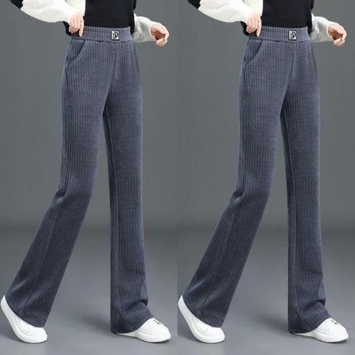 Jesienno-zimowe luźne spodnie z wysokim stanem o prostych nogawkach dla kobiet, spodnie z szerokimi nogawkami, spodnie casualowe dla kobiet