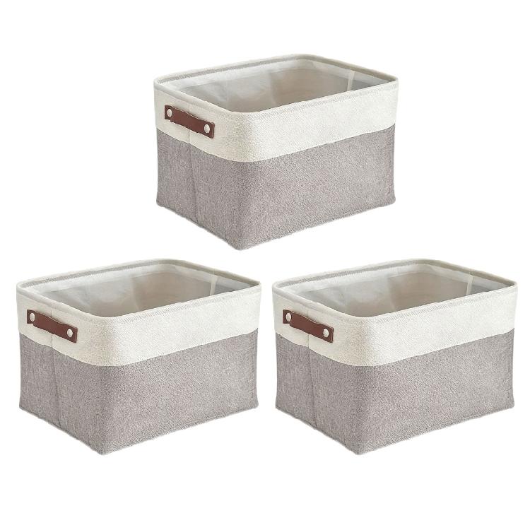 

Pack of 3 Natural Fabric Storage Containers for Home Organization Versatile Functionality Aesthetic Designs Foldable Feature белый