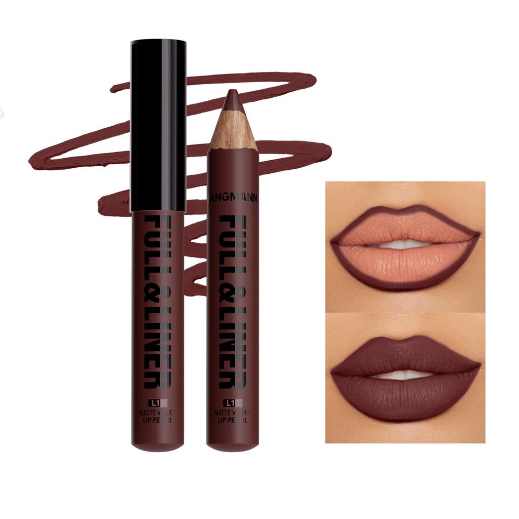 Delineador de Labios y Color Completo en 12 Tonos Mate, Fórmula Ligera para Todos los Tipos de Beige Claro Adecuado para Labios con Look Completo, Delinea y Rellena el Look de los Labios