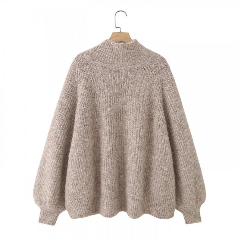 Womens Oversized High Neck Knit Sweater Long Sleeve Loose Fit Winter Casual Comfortable Top
