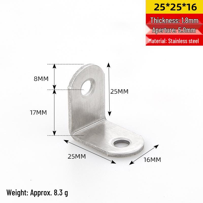 Stainless Steel 90° Right Angle Bracket for Furniture and Shelf Support