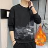 2025 Men's Versatile Trendy Hoodie - Round Neck, Plus Velvet Inner Layer, Autumn/Winter Collection