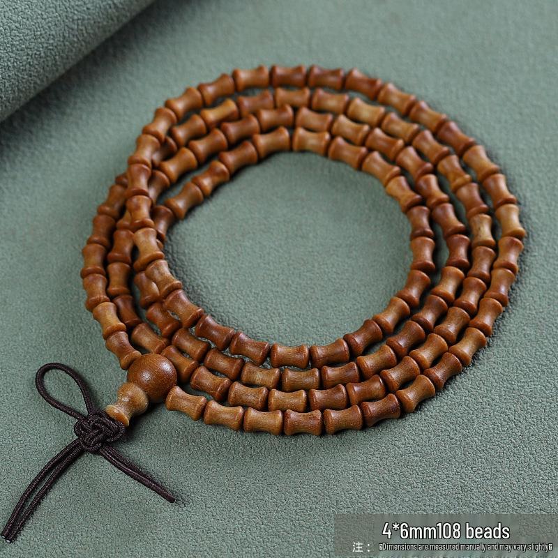 Barbie Sandalwood Buddhist Prayer Beads Bracelet, Unisex 108 Beads, Traditional Couple Jewelry, Wenwan Ornaments
