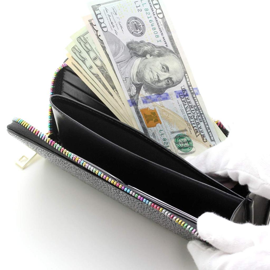 [Revetta] Stingray Leather Long Wallet, YKK MIX Color L-shaped Zipper, Galusha Stingray Black, Men's and Women's Genuine Leather [164-1stw]