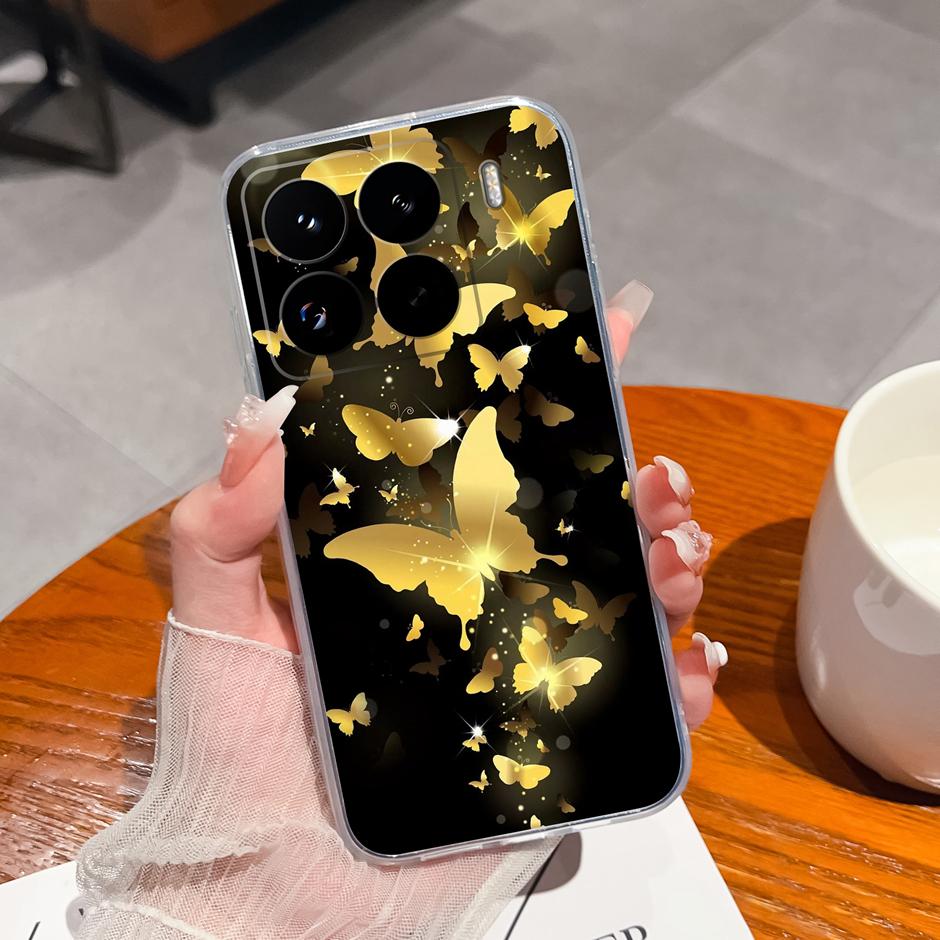 Cute Flower Case For Xiaomi 15 Pro Ultra Clear Soft Silicone Protective Bumper Cover For Xiaomi15Pro 15Ultra Anti Scratch Fundas