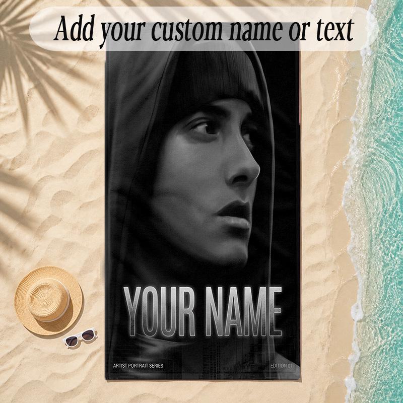 Beach TowelEminem Custom Name Text Personalized Soft Towel for Beach Pool Indoor Home Decor Gift