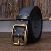 Vintage Handmade Men's Leather Belt Top Layer Pure Cowhide Copper Buckle Jeans Leather Belt