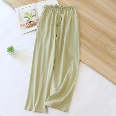 Nuovi Pantaloni Pigiama da Donna Primavera e Autunno 100% Cotone Puro Lavorati a Maglia Lunghi Monocolore Casual Larghi da Casa Donna