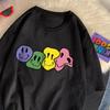 Casual Cartoon Dames T-shirts Interessante Lachend Gezicht Print Korte Mouw Ronde Hals Zachte Tops Mode Dames Zomerkleding