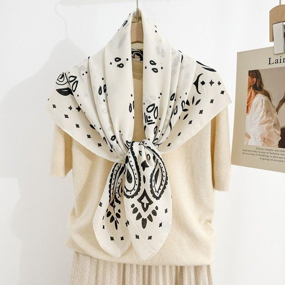 Lightweight Breathable Paisley Printed Scarf 90cm Soft Square Scarf Vintage Print Windproof Women Head Scarf Woman's Accessory
