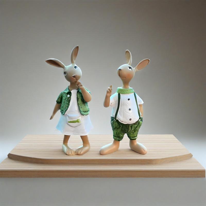 Balkonghage skaper dekorative arrangementer med tegneseriedyr, kreative kaniner, bordplate i resin for gårdsplass, søte helbredende ornamenter
