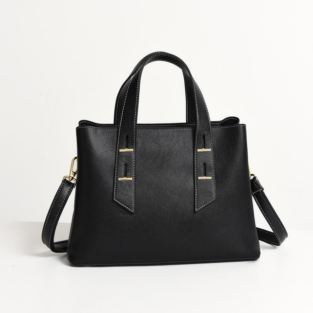 Handbag Fashionable Vegetable Tanned Leather Women's Bag Simple Large Capacity Commuting Tote Bag