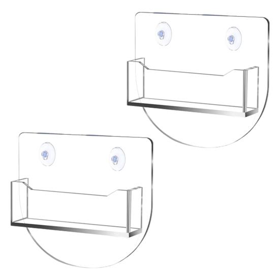 Window Mount Business Card Holder with Suction Cups Clear Acrylic Business Card Display Stand Single Pocket Organizer